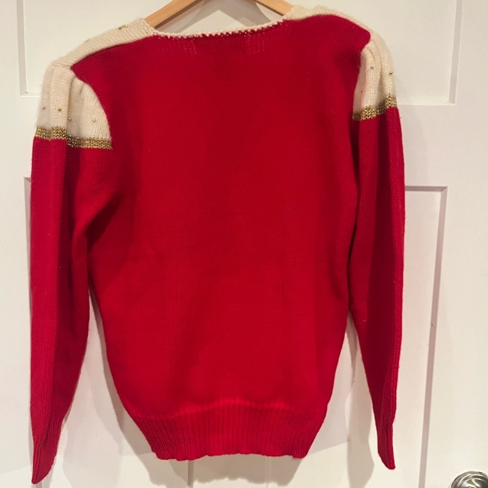 Vintage Dana Scott Sweater Womens M RedPullover Wrap V-Neck Grannycore Holiday - Picture 4 of 4